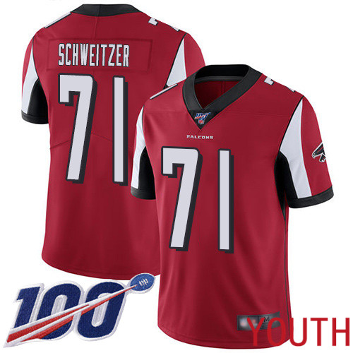 Atlanta Falcons Limited Red Youth Wes Schweitzer Home Jersey NFL Football 71 100th Season Vapor Untouchable